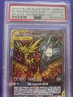 Pokemon Moltres Zapdos Articuno GX PSA 10 Hidden Fates Black Star Promo SM210 - Image 2