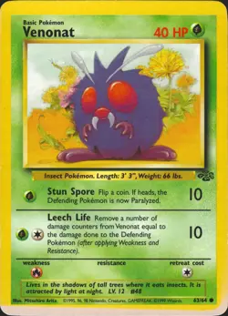Venonat 63/64 Jungle Pokemon Card NM (border error) - Image 1