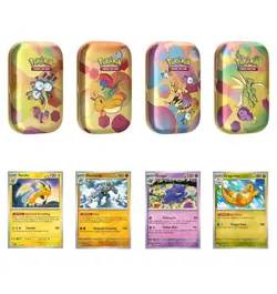 PRESALE Sams Club Pokemon 4 Mini Tins + 4 Promo Cards Bundle - Pack 2 - Image 1
