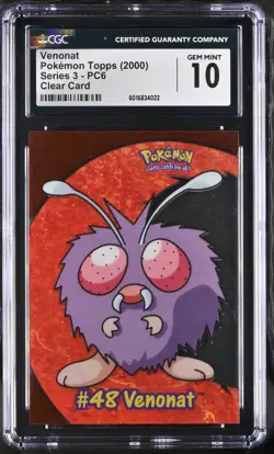 CGC 10 GEM MINT Venonat Clear Card PC6 Pokemon Topps Series 3 2000 Pokemon Card - Image 1
