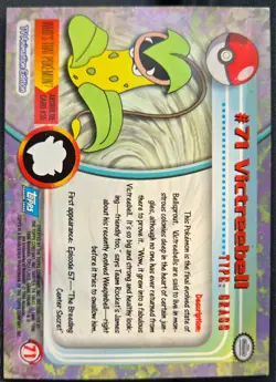 1999 Topps TV Animation Edition #71 Victreebell Pokemon Card Blue Topps Logo - Image 2
