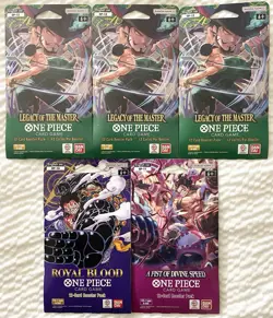 5xLOT ~ ONE PIECE CARD GAME SLEEVED BOOSTER PACKS, 3 DIFFERENT SERIES, See Pics - Image 1