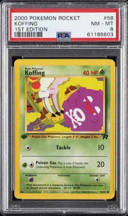 2000 POKEMON ROCKET 1ST ED #58 KOFFING PSA 8 - Image 1