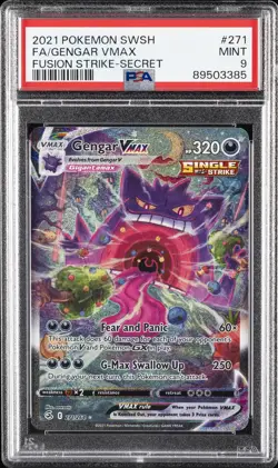 2021 POKEMON SWORD & SHIELD FUSION STRIKE SECRET #271 FULL ART/GENGAR VMAX PSA 9 - Image 1