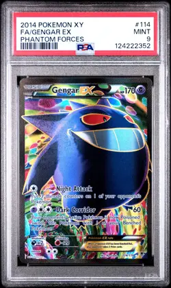 2014 POKEMON XY PHANTOM FORCES #114 FULL ART/GENGAR EX PSA 9 - Image 1