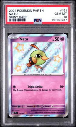 2024 POKEMON PAF EN-PALDEAN FATES SHINY RARE #151 NATU PSA 10 - Image 1
