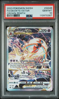 2023 POKEMON SWORD & SHIELD CROWN ZENITH #GG46 FULL ART/DEOXYS VSTAR PSA 10 - Image 1