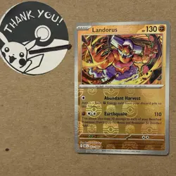 Pokemon TCG Landorus (Master Ball Pattern) Rare SV: Black Bolt 053/086 NM Holo - Image 1