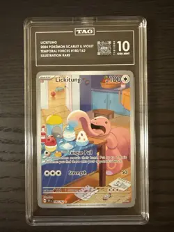 2024 Pokemon Temporal Forces Lickitung 180/162 Illustration Rare TAG 10 Gem Mint - Image 1