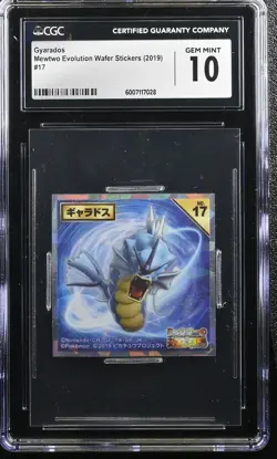 CGC 10 Gyarados Holo No. 17 Mewtwo Evolution Wafer Stickers 2019 Pokemon - Image 1