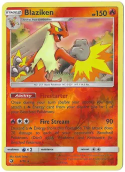 Blaziken 6/70 Rev Reverse Holo SM Dragon Majesty Pokemon NM - Image 1