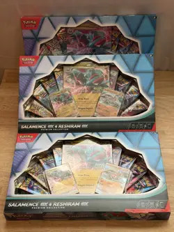 3x Pokemon Salamence ex and Reshiram ex Premium Collection Box Sealed (3 Boxes) - Image 1