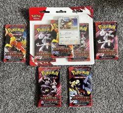 Pokemon TCG Destined Rivals 3 Pack Blister + Full Pack Art Set (x4 Packs) - New - Image 1