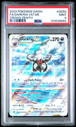 2023 POKEMON SWORD & SHIELD CROWN ZENITH #GG50 FULL ART/DARKRAI VSTAR PSA 9 - Image 1