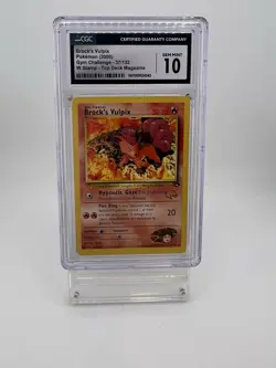 CGC 10 GEM Mint Pokemon Gym Challenge #37 Brock's Vulpix W Stamp Deck Magazine - Image 1