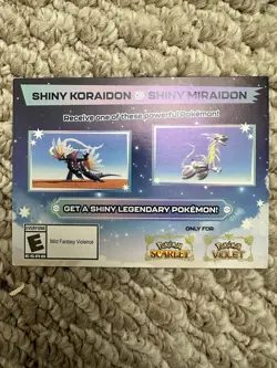 Pokemon Scarlet and Violet Shiny Koraidon OR Miraidon Gamestop Promo Card Code - Image 1