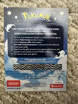 Pokemon Scarlet and Violet Shiny Koraidon OR Miraidon Gamestop Promo Card Code - Image 2