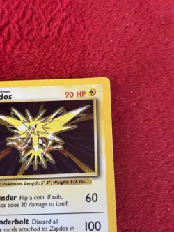 Zapdos 016/102 Base Set Holo Wotc Pokemon Card Played 1999 - Image 2
