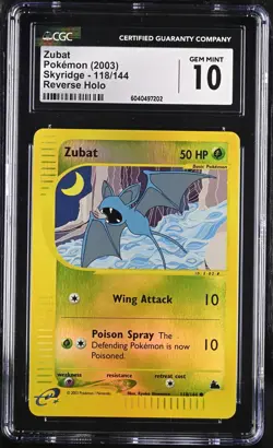 CGC 10 Zubat Reverse Holo 118/144 Skyridge 2003 Pokemon Card - Image 1