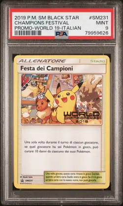PSA 9 Champions Festival SM231 Black Star Promo Worlds 2019Italian Pokemon Card - Image 1