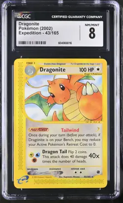 CGC 8 Dragonite 43/165 Expedition 2002 Pokemon Card - Image 1