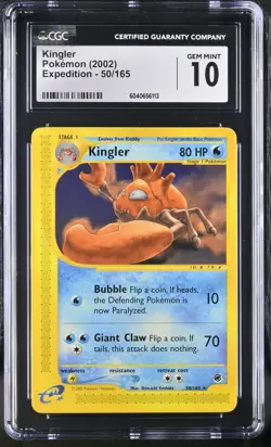CGC 10 Kingler 50/165 Expedition 2002 Pokemon Card - Image 1