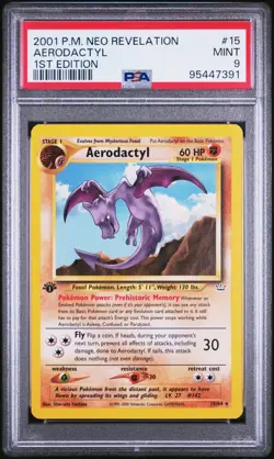 PSA 9 Aerodactyl 15/64 1st Edition Neo Revelation 2001 Pokemon Card - Image 1