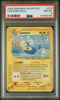 PSA 8 Lanturn Holo H15/H32 Aquapolis 2003 Pokemon Card - Image 1