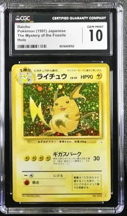 CGC 10 Raichu Holo No. 026 Fossil 1997 Pokemon Card - Image 1