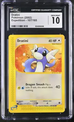 CGC 10 Dratini 107/165 Expedition 2002 Pokemon Card - Image 1
