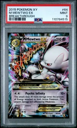 PSA 9 M Mewtwo EX 64/162 XY Breakthrough 2015 Pokemon Card - Image 1