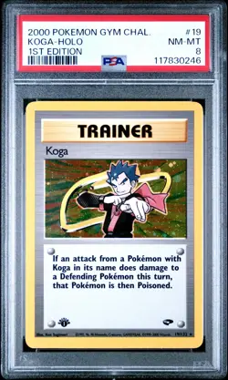 PSA 8 Koga Holo 19/132 1st Edition Gym Challenge 2000 Pokemon Card - Image 1