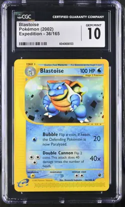 CGC 10 Blastoise 36/165 Expedition 2002 Pokemon Card - Image 1