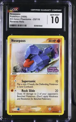 CGC 10 Nosepass Reverse Holo 25/110 EX Holon Phantoms 2006 Pokemon Card - Image 1