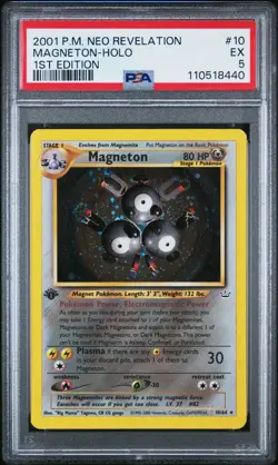 PSA 5 Magneton Holo 10/64 1st Edition Neo Revelation 2001 Pokemon Card - Image 1