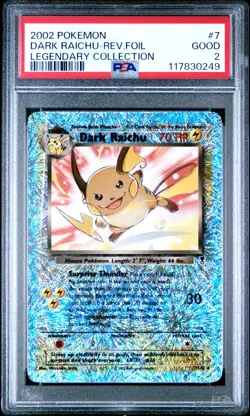 PSA 2 Dark Raichu Reverse Holo 7/110 Legendary Collection 2002 Pokemon Card - Image 1