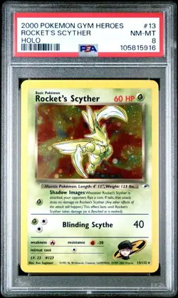 PSA 8 Rocket's Scyther Holo 13/132 Gym Heroes 2000 Pokemon Card - Image 1