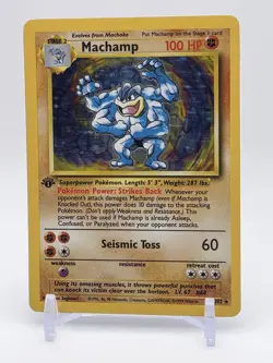Pokemon TCG Machamp Base Set Holo Rare Card 8/102 1st Edition - Image 1