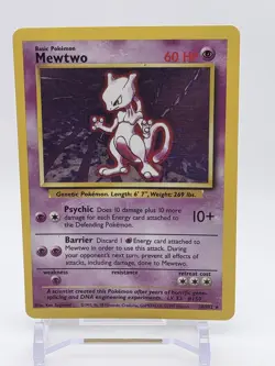 Pokemon TCG Mewtwo Base Set Holo Rare Card 10/102 Vintage - Image 1