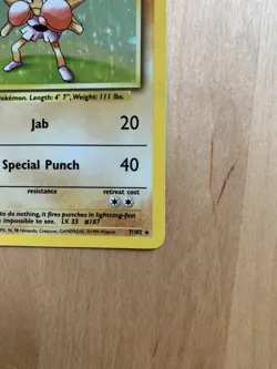Hitmonchan 1999 Base Set Pokemon Card 7/102 Rare Holo - LP WOTC - Image 4