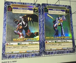 Wargreymon Metalgarurumon Digimon Cards Holographic Bandai 2001 - Image 1