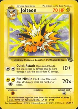 Jolteon 20/64 Unlimited Rare Jungle Pokemon Card LP - Image 1