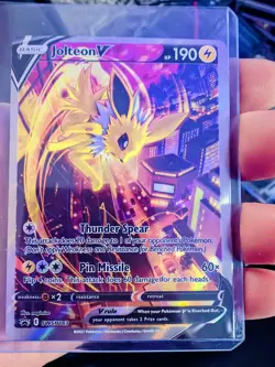 Jolteon V Pokemon Card - Thunder Spear & Pin Missile Attack - Image 1