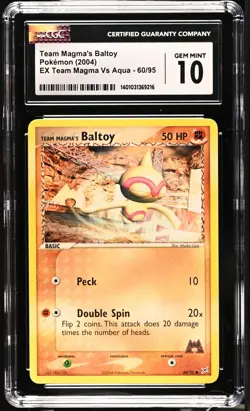 CGC 10 Team Magma's Baltoy 60/95 EX Team Magma VS Aqua 2004 Pokemon Card - Image 1