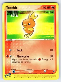 Torchic 73/109 2003 EX Ruby & Sapphire Base Pokemon Card TCG e-Reader Common Lp - Image 1