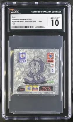 CGC 10 Onix 593 Hyper Sticker Collection Part 3 Amada 2000 Pokemon - Image 1