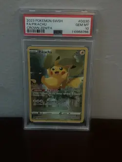 2023 POKEMON SWORD & SHIELD CROWN ZENITH #GG30 FULL ART/PIKACHU PSA 10 - Image 1