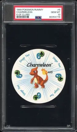 1999 Pokemon Rummy Charmeleon 6 of Clubs #5 PSA 10 POP 13 - Image 1