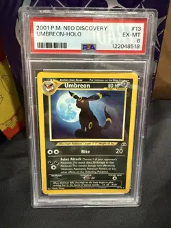 2001 Pokemon Neo Discovery Unlimited Umbreon 13/75 Holo Rare PSA 6 EX-MT - Image 1