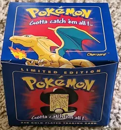 Pokemon Burger King 23k Gold Plated Trading Card CHARIZARD Sealed Blue Box New - Image 1